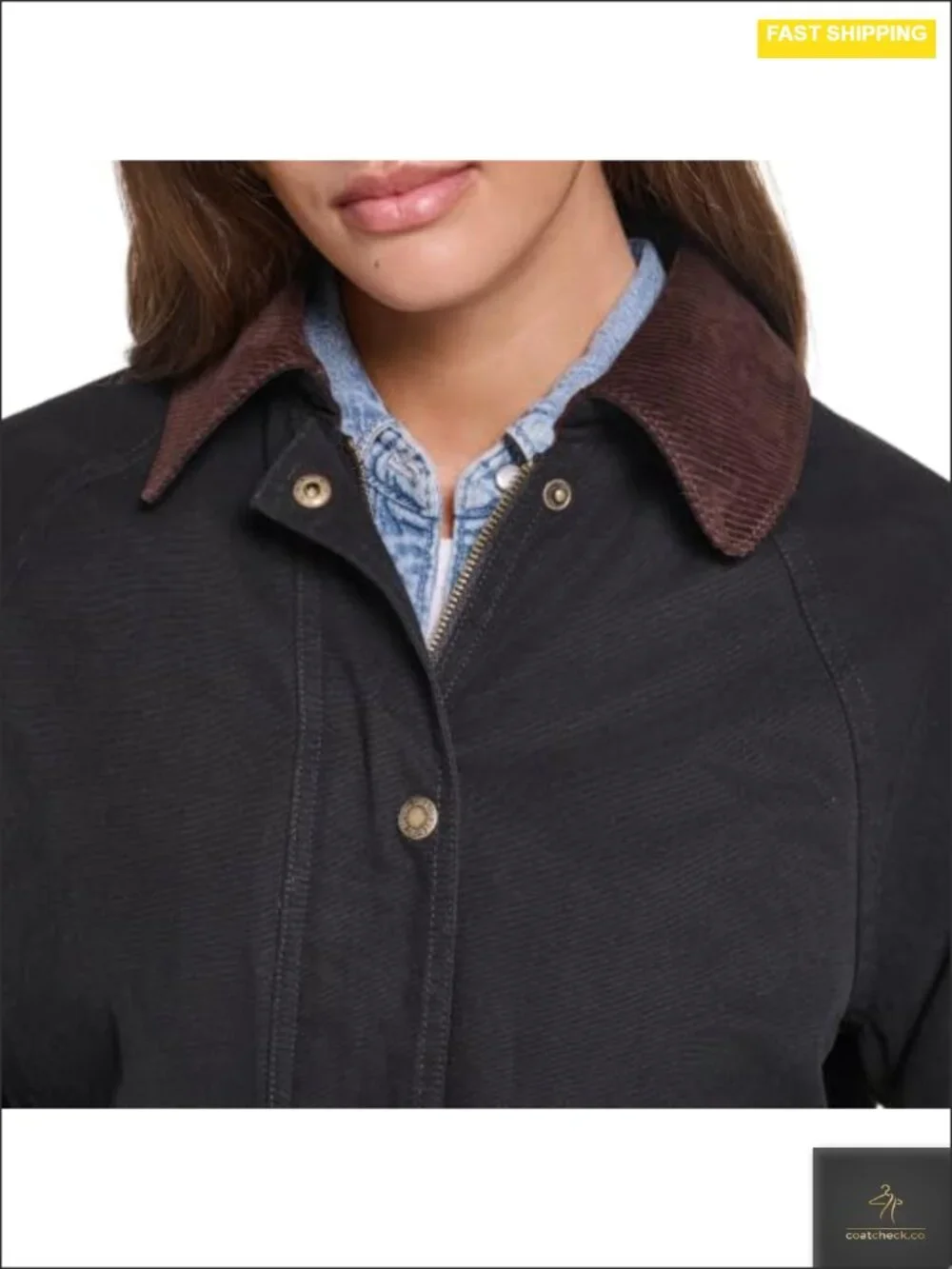 Cotton Casual Jacket with Corduroy Collar, Classic Fit, Lightweight